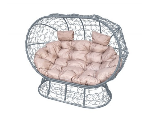 Диван с ротангом на подставке ''Лежебока'' Серый / Под заказ